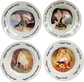 00s 00s 4 Whimsical Dessert Appetizer Plates By Erika Oller Vintage Dessert Plates