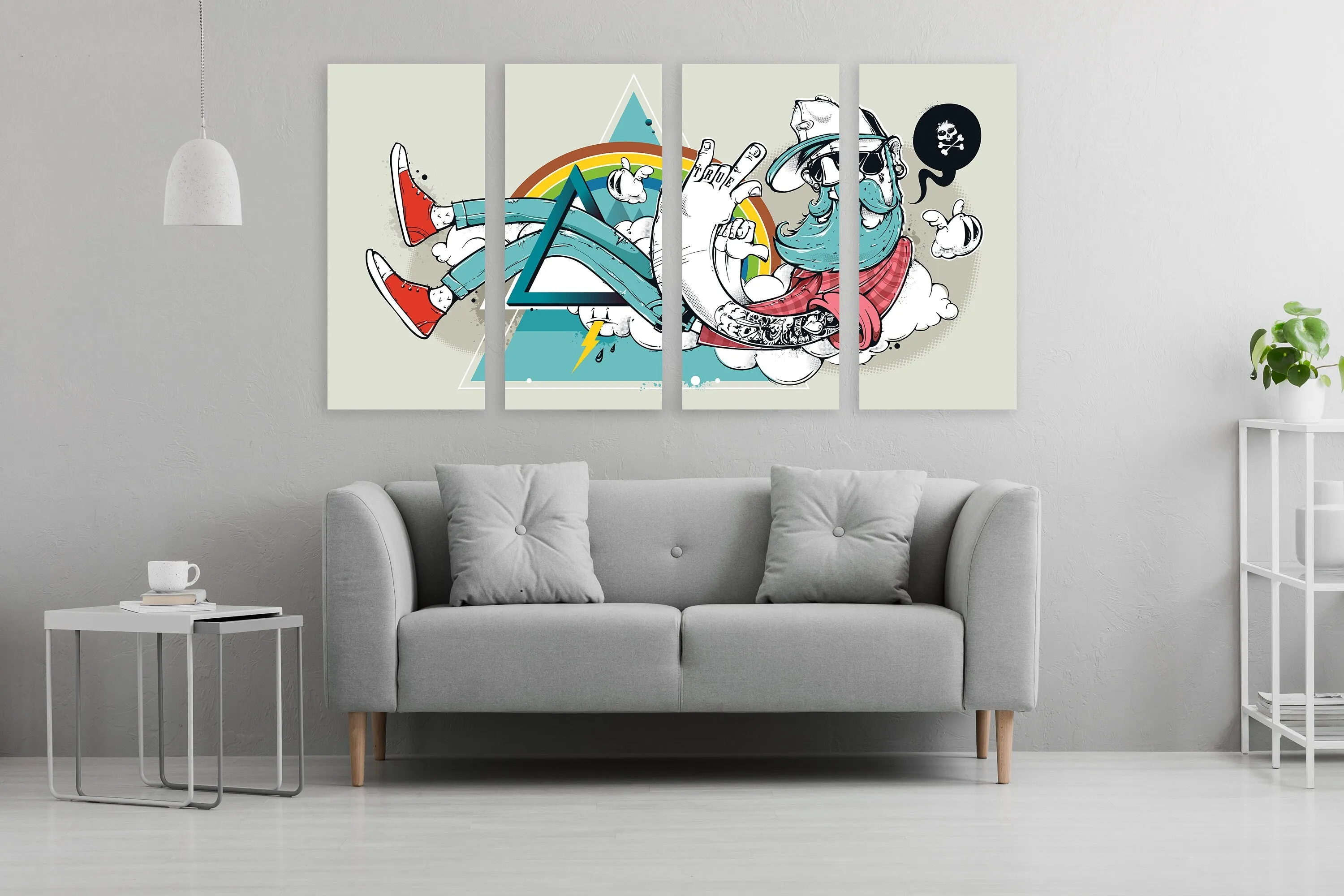 Abstract graffiti hipster wall art, pop culture gift, canvas wall art funny  Extra large wall art