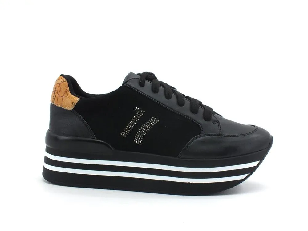 ALVIERO MARTINI 1A CLASSE Sneaker Running Logo Strass Black ZA278-201G