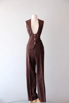 Awesome 1970's Chocolate Western Two-Piece Set / Sz M