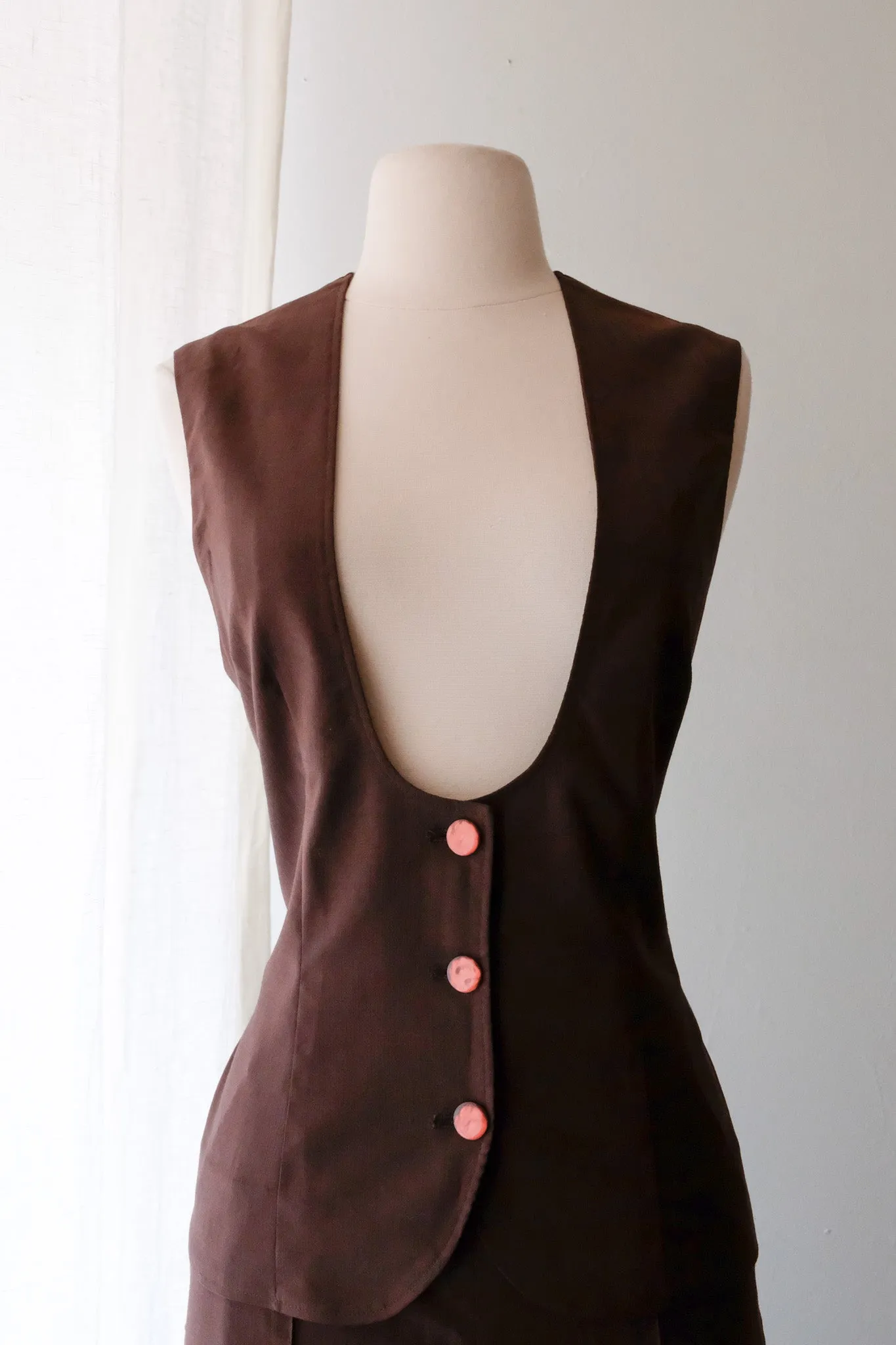 Awesome 1970's Chocolate Western Two-Piece Set / Sz M