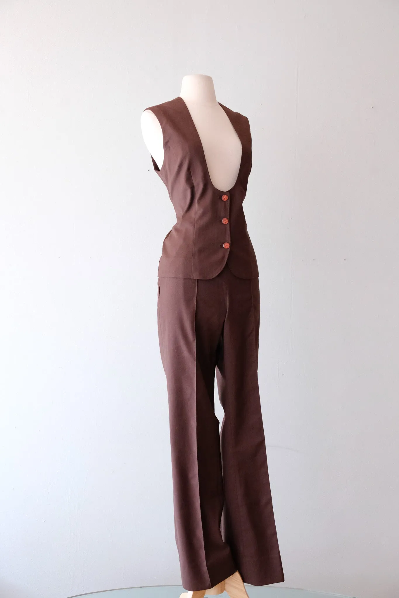 Awesome 1970's Chocolate Western Two-Piece Set / Sz M