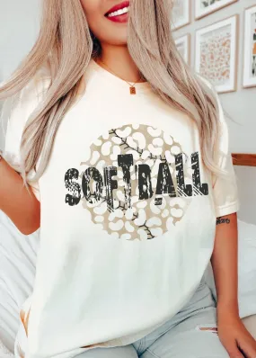 Bella Canvas or Comfort Colors Softball Leopard Print Tee/ Quality Retro Tee