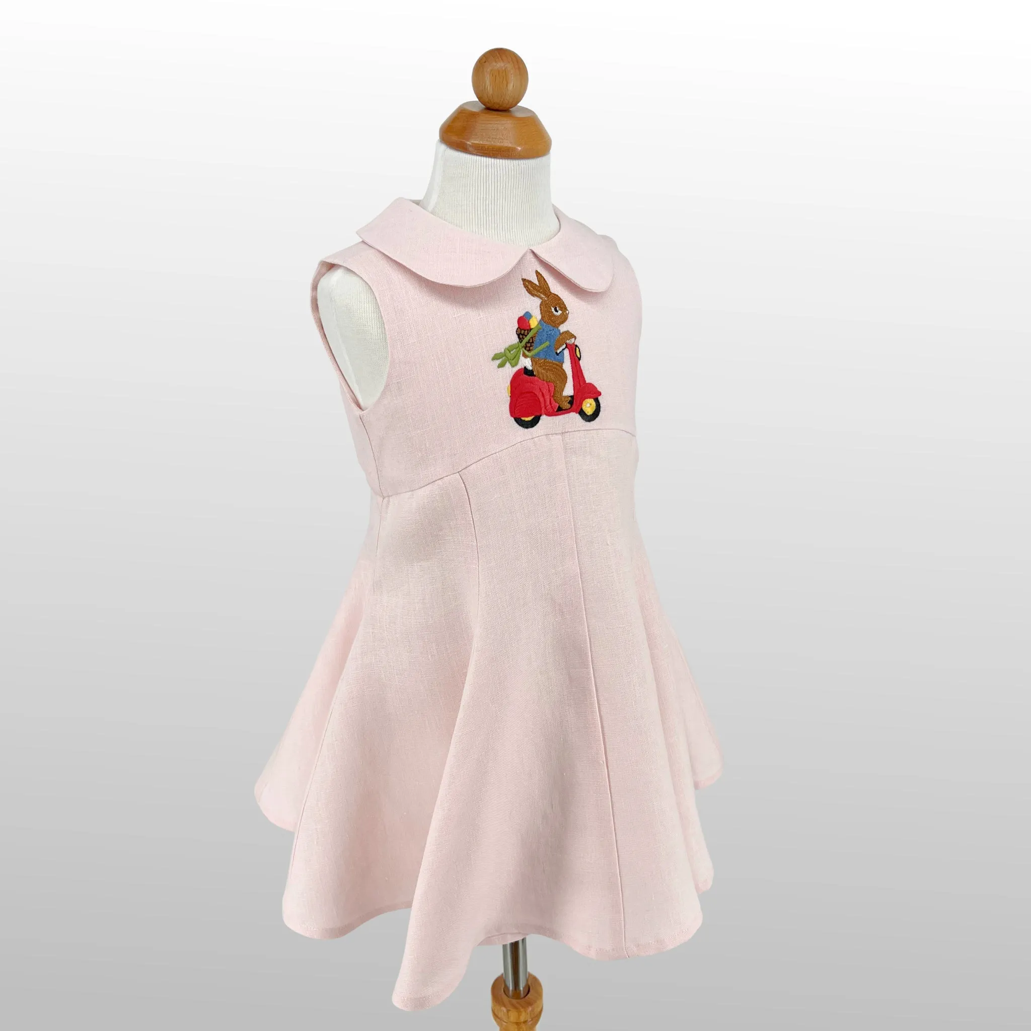 Blush Linen Scooter Bunny Dress