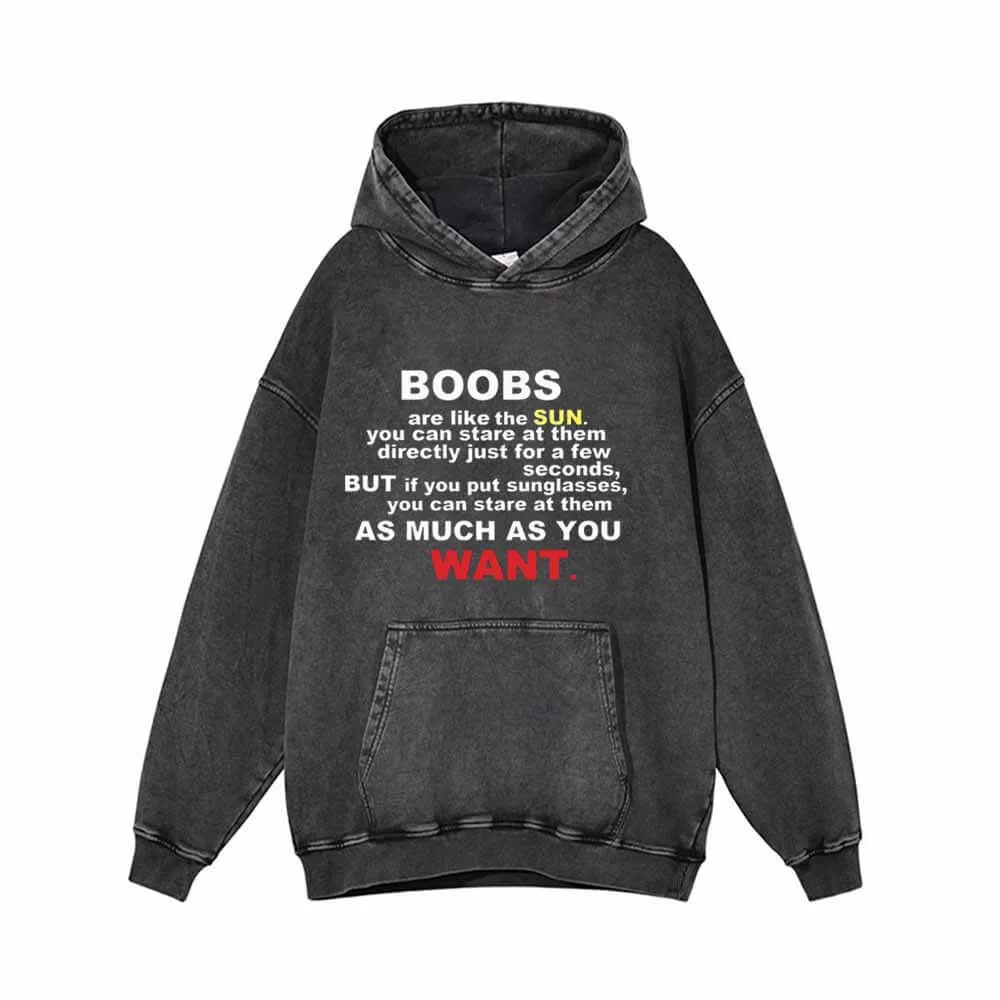 Boobs Are Like The Sun Vintage Washed Hoodie