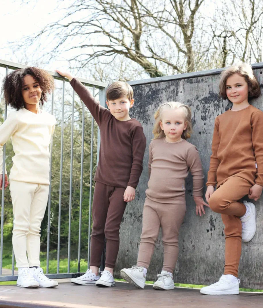 Chocolate Children’s Ribbed Loungeset