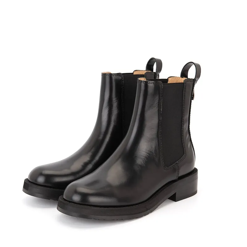 Designer Handmade Leather Chelsea Boots Back Zip Ankle Boots in Black