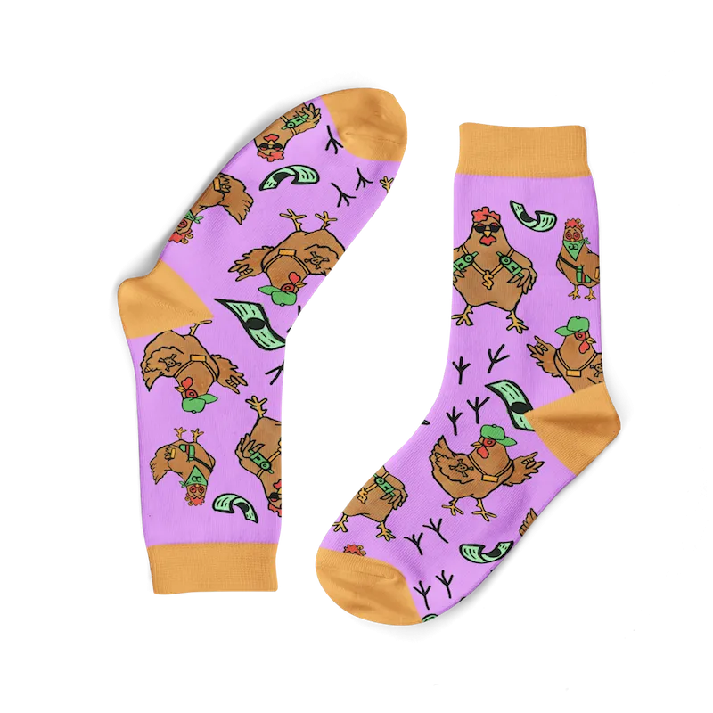 Funky Sock Co Bamboo Socks - Gangsta Chickens