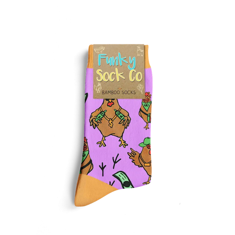 Funky Sock Co Bamboo Socks - Gangsta Chickens