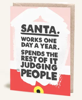 Judging Santa Christmas Card