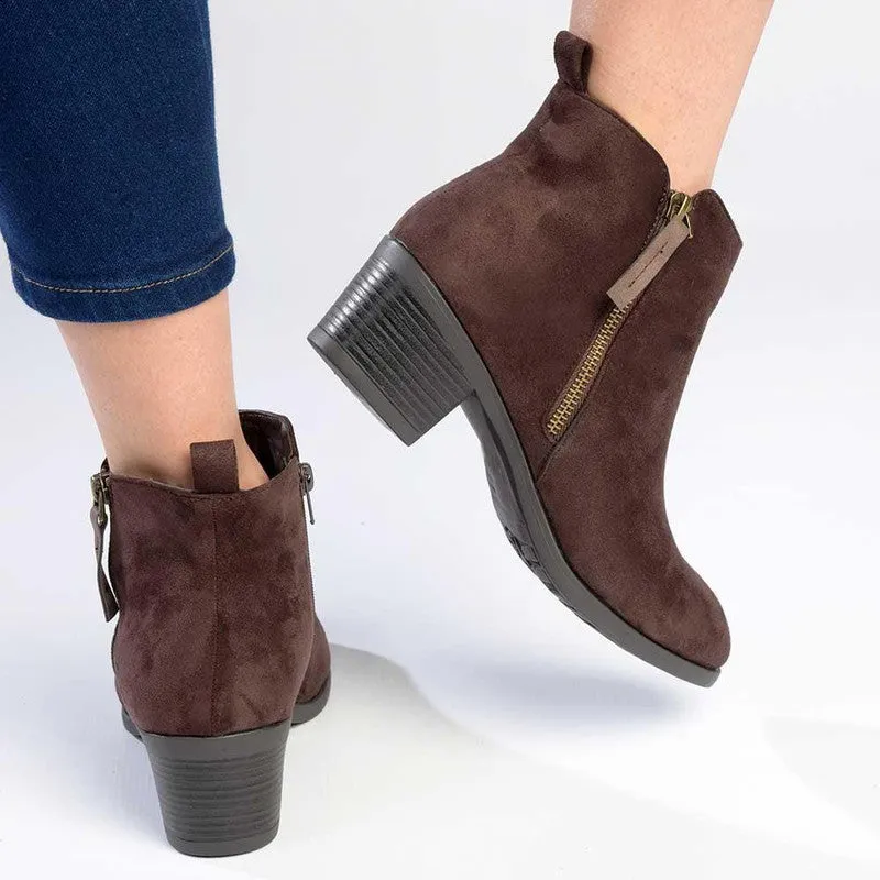 Madison Fay Gusset Side Zip Ankle Boot - Chocolate