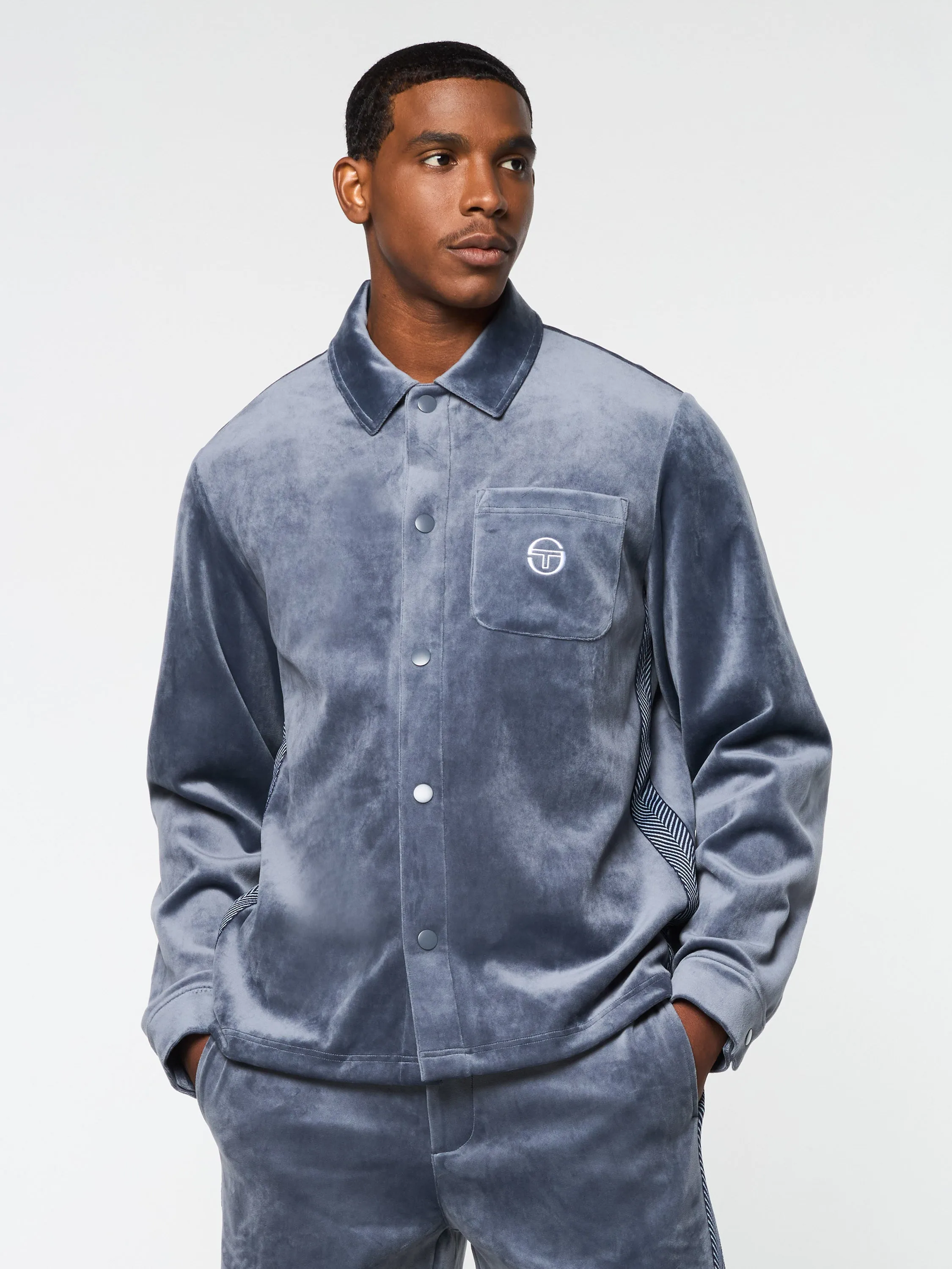 Maglia Velour Overshirt- Grisaille