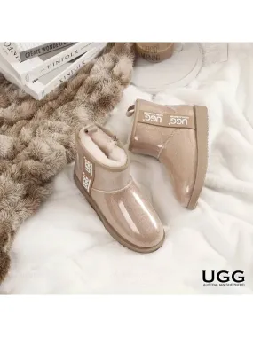 Rainy Clear Mini Australian Ugg Boots Side Zipper Winter Chestnut