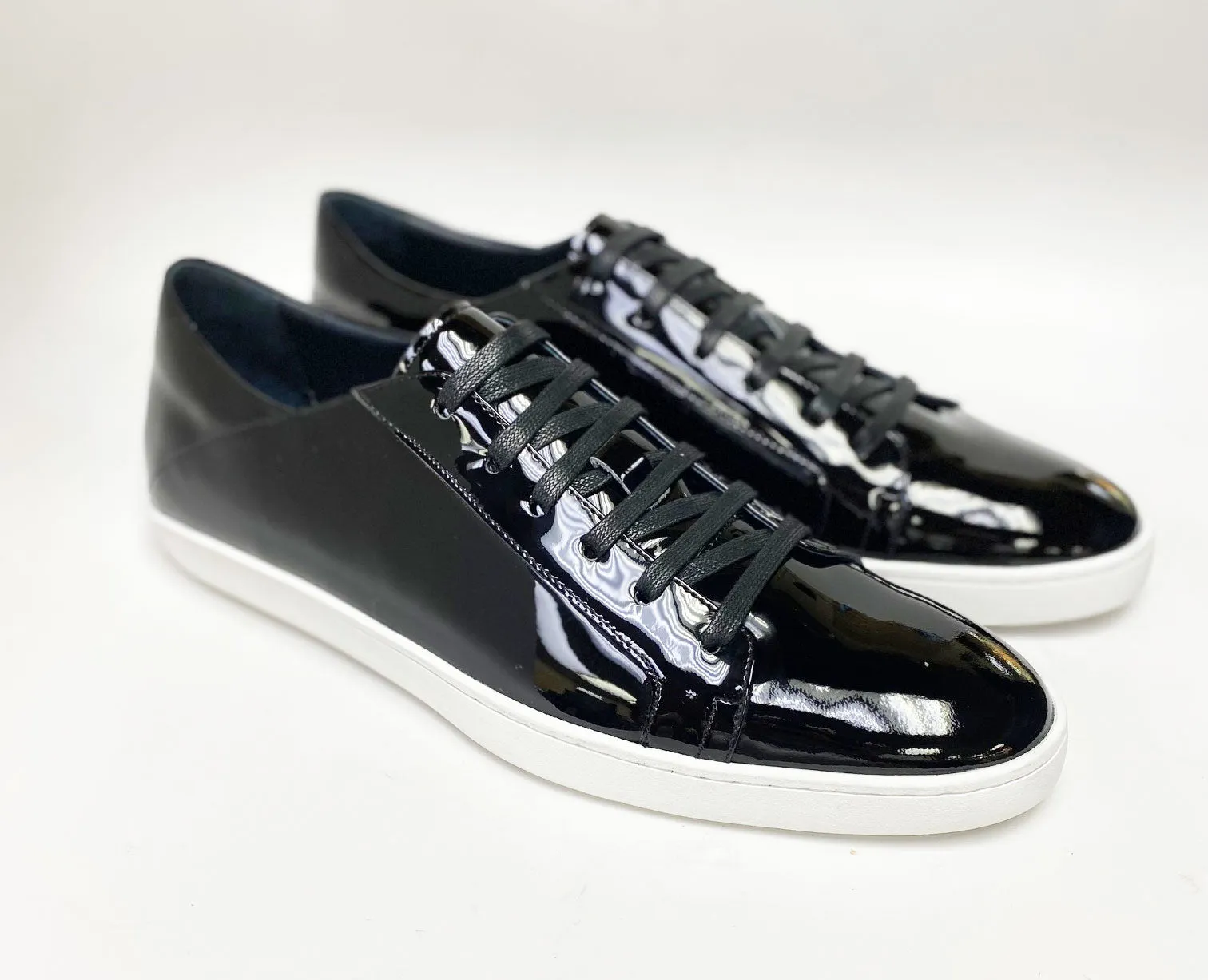 Shiny Calfskin Lace-Up Sneaker Black