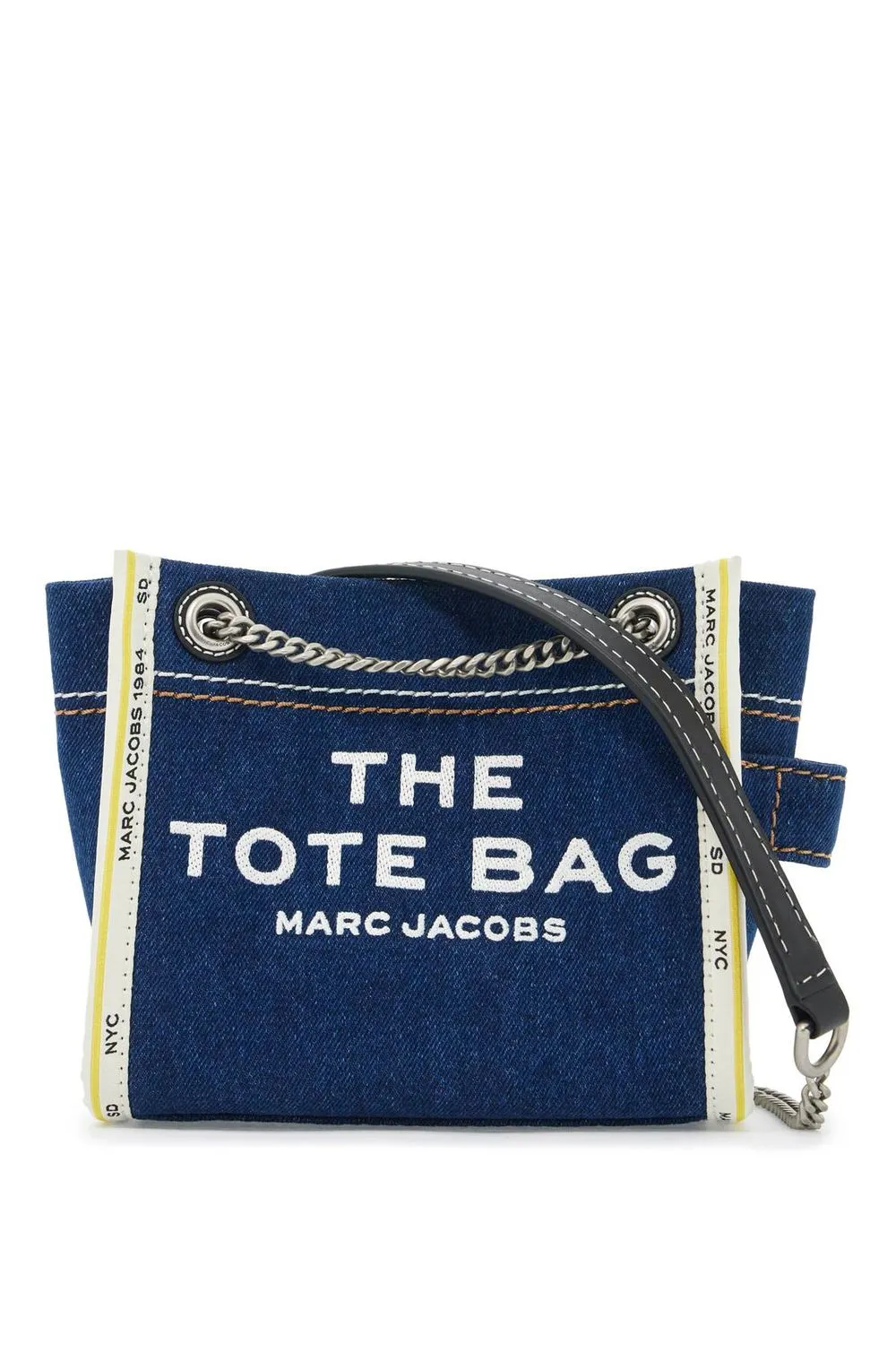 THE DENIM CHAIN CROSSBODY TOTE BAG